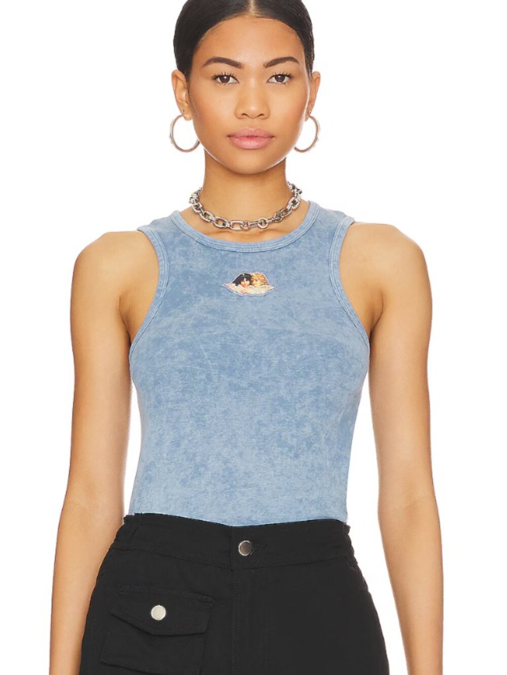 FIORUCCI Angel Vest Blue Tank Top Size Small sold out online Coquette / Dollette